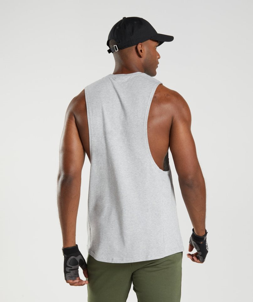 Men's Gymshark React Drop Arm Tanks Light Grey | CA 36DA17